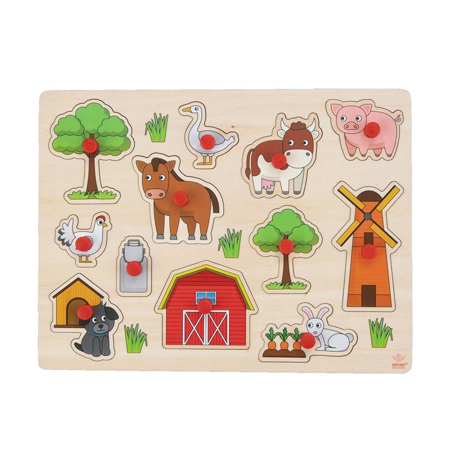 Noppen Puzzle Wood Farm, 12st.