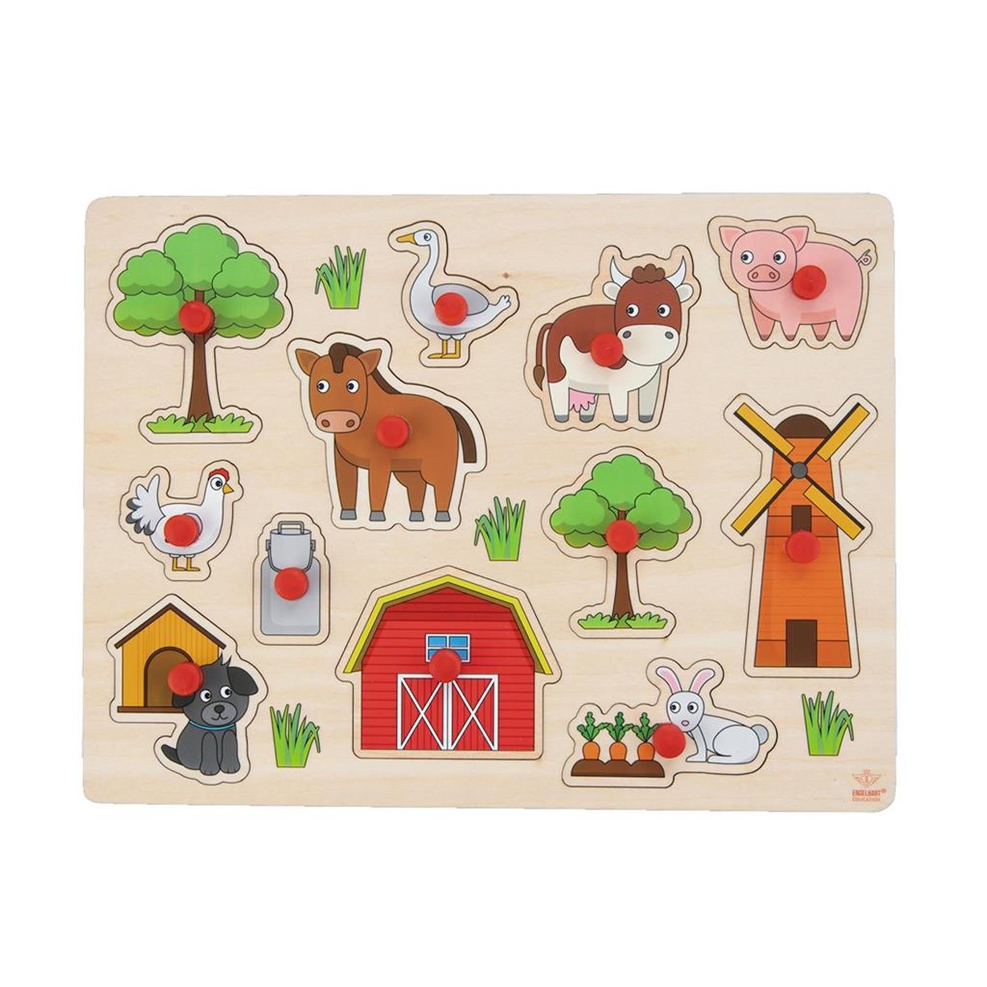Noppen Puzzle Wood Farm, 12st.