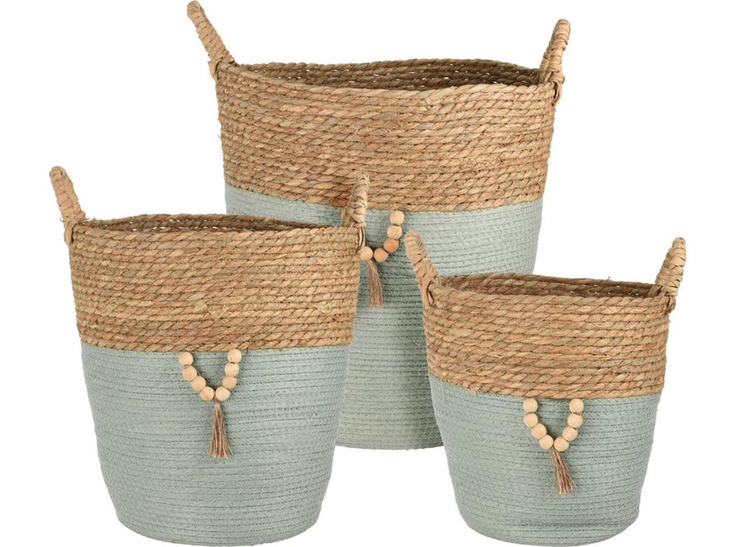 Home-Styling-Korb-Set 3-teilig aus Stroh rund