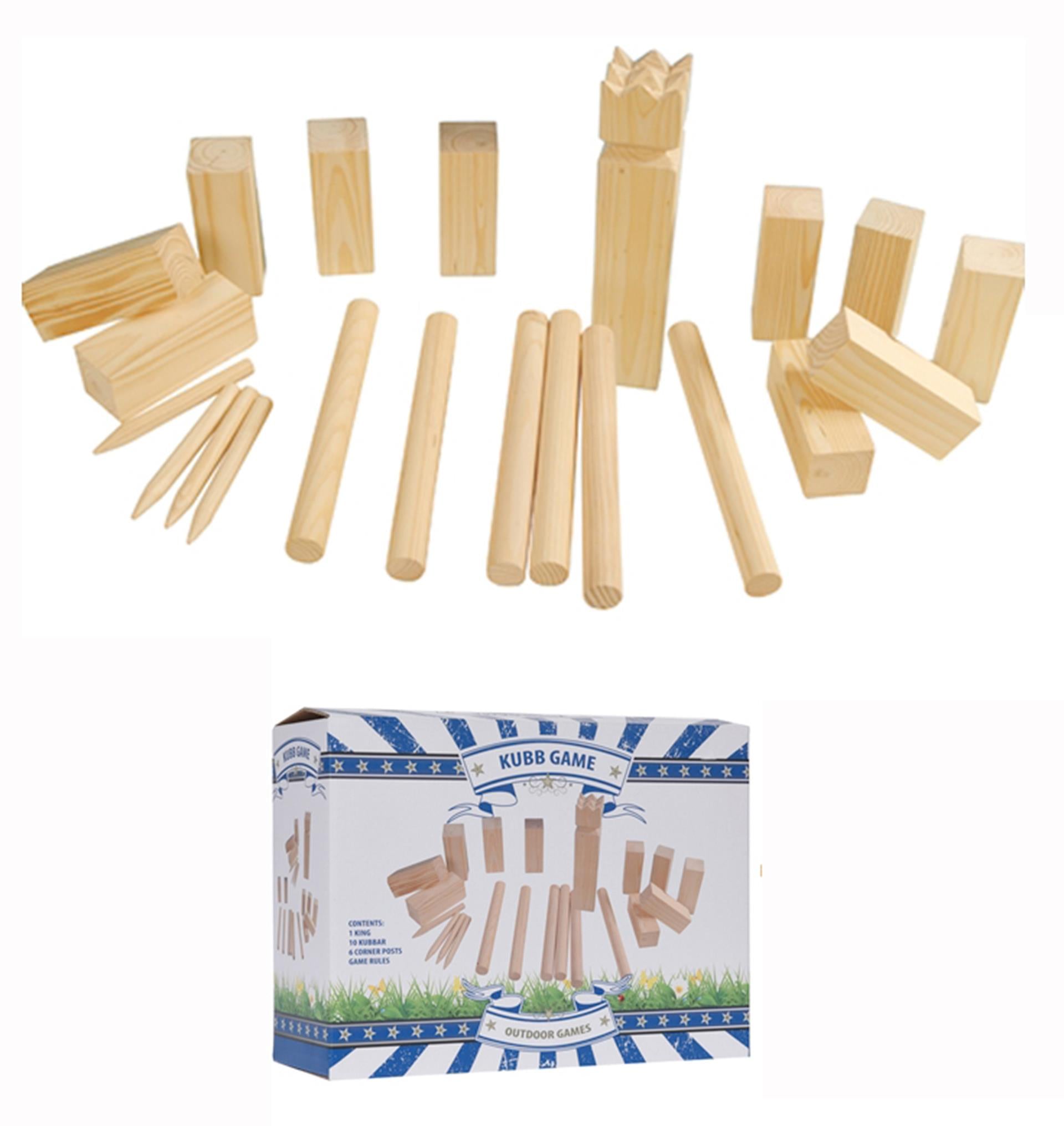 Kubb-Spiel groß Holz 21-teilig