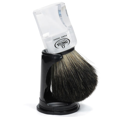 Omega Rasierpinsel 100 % schwarzes Dachshaar, transparent + Standard 11 cm