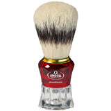 Omega Rasierpinsel Hi-Brush Kunsthaar mit Dachshaareffekt, roter transparenter Griff, 11 cm - afbeelding 2
