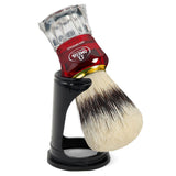 Omega Rasierpinsel Hi-Brush Kunsthaar mit Dachshaareffekt, roter transparenter Griff, 11 cm - afbeelding 1