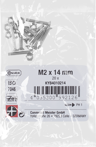 Connex-Metallschraube PK M2x14 VZ PH 20 Stück M - KYB4010214