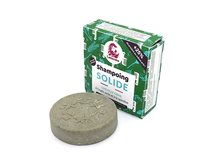 Lamazuna Shampoo Block Fettes Haar grünes Ton Spirulina
