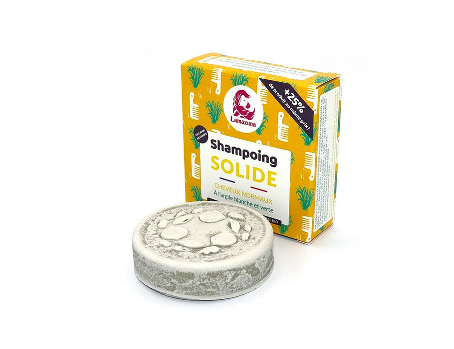 Lamazuna Shampoo Block normales Haar Kaoliën Green Clay