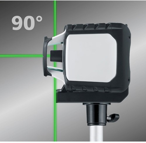 Laserliner cubus g 210 s | einstellen | grüner Rotationslaser | Leuchtenstativ 150 cm | Teleskop-Nivellierlatte 4 m und Laserempfänger - 052.305a
