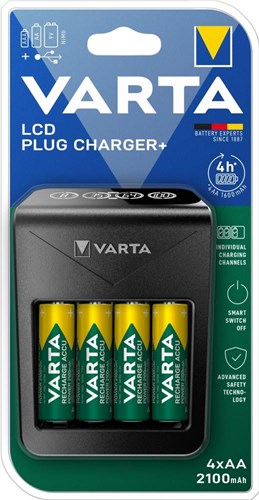 LCD Varta Batterieladegerät LCD mit 4x2100mA AA-Batterie - 3512391