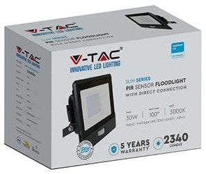 LED-Bauleuchte | 30w | 6500k | IP65 | mit Sensor | Körper schwarz