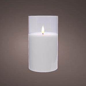 LED-Flackerkerze im Glas 7,5x12,5cm weiß - 5509660