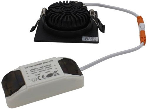 LED-Einbaustrahler 6W 2700K 85mm 60° quadratisch verstellbar schwarz - led4615
