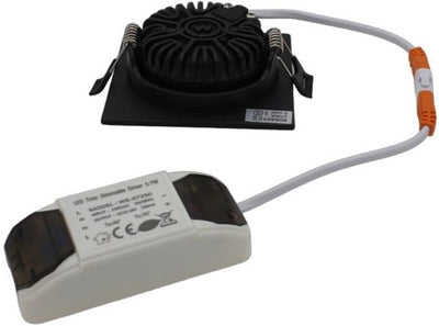LED-Einbaustrahler 6W 2700K 85mm 60° quadratisch verstellbar schwarz - led4615