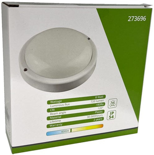LED-Wandleuchte 8 W, rund, weiß, 4000 K – 5082105