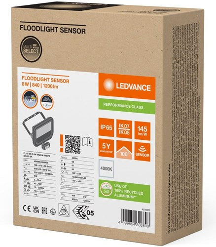 Ledvance LED-Bauleuchte 10 W 4000 K Schwarz + Sensor – 5017551