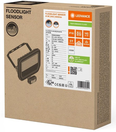 Ledvance LED-Bauleuchte 50 W 4000 K Schwarz + Sensor – 5017581
