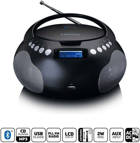 Lenco tragbares Radio CD MP3 mit USB und Bluetooth schwarz - SCD-331bk