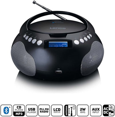 Lenco tragbares Radio CD MP3 mit USB und Bluetooth schwarz - SCD-331bk