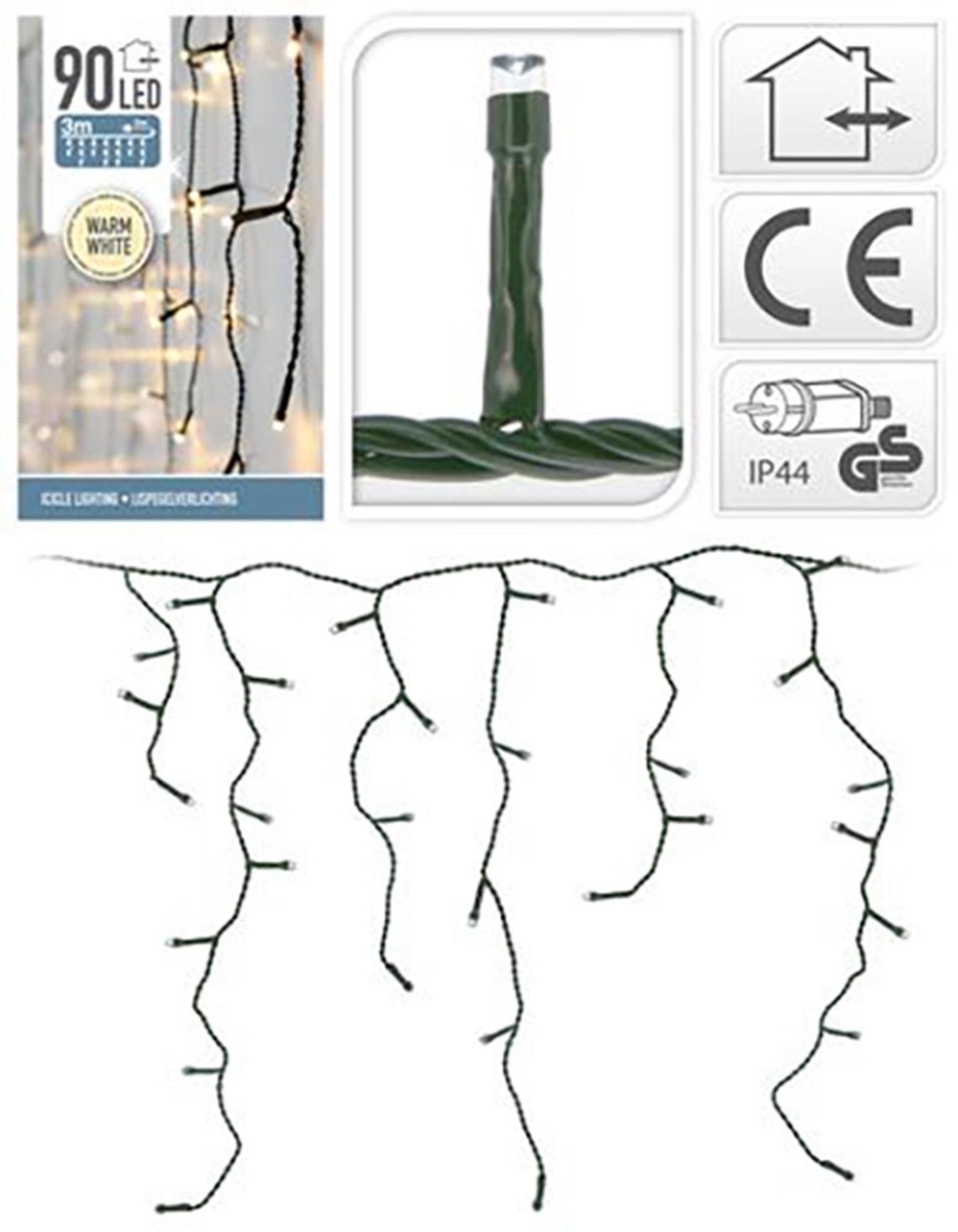Home-Styling-Eiszapfenbeleuchtung 90 LED warmweiß