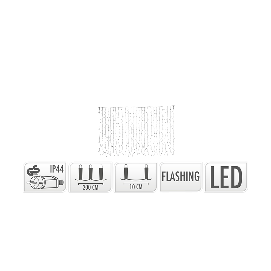 Lichtervorhang blinkende LED warmweiß 189 LEDs 200x70cm