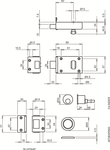 Lippen 1758 Zylinder-Felgenschloss | Blockbolzen | dm 60mm | Drehrichtung 4. - 9601682