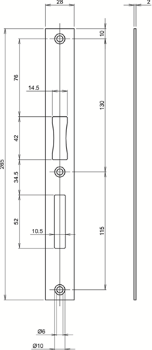 Lips spg-2420 Gruppenschließblech für Metallrahmen | rechteckig | Edelstahl | 265 x 28 mm – 7170014