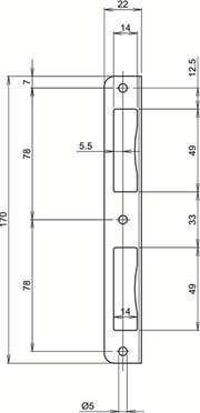 Lips sph2420s Eckschließblech für Riegel und Riegel für gefälzte Türen | verzinkter Stahl. | 170x22mm - 7170347 - afbeelding 2