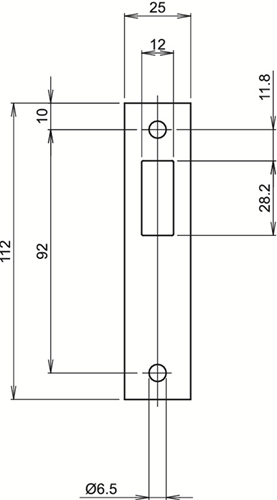Lips spt2477r Schließblech für Schiebetürschlösser | rechteckig | Edelstahl | 112x25mm - 7170389