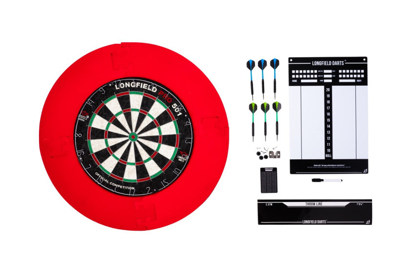 Longfield Darts-Turnier Dartboard mit Zubehör rot 8-teilig