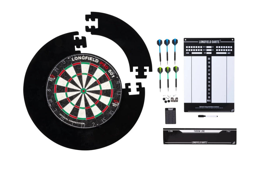 Longfield Darts-Turnier Dartboard mit Zubehör schwarz 8-teilig