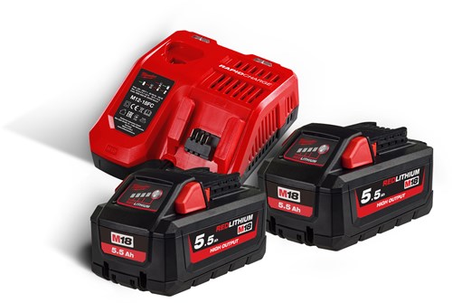 Milwaukee m18 hnrg-552 – m18 hb5 duo pack 18 v 5,5 ah hohe leistung + ladegerät m12-18fc