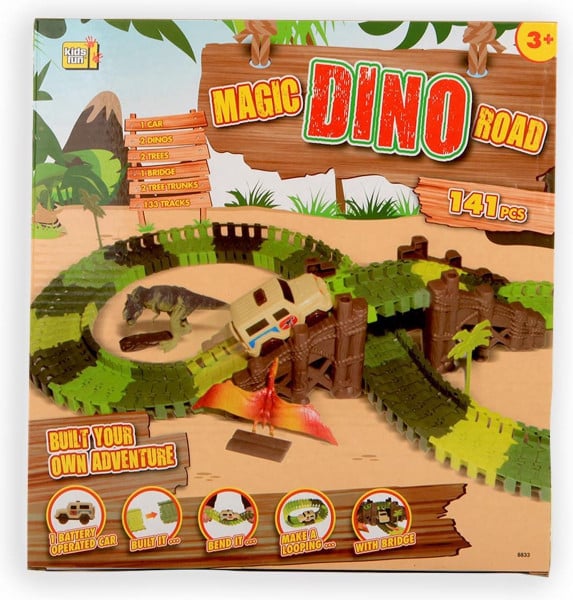 Jonotoys Magic Dino Road, bauen Sie Ihre eigenen Dino -Abenteuer Baan