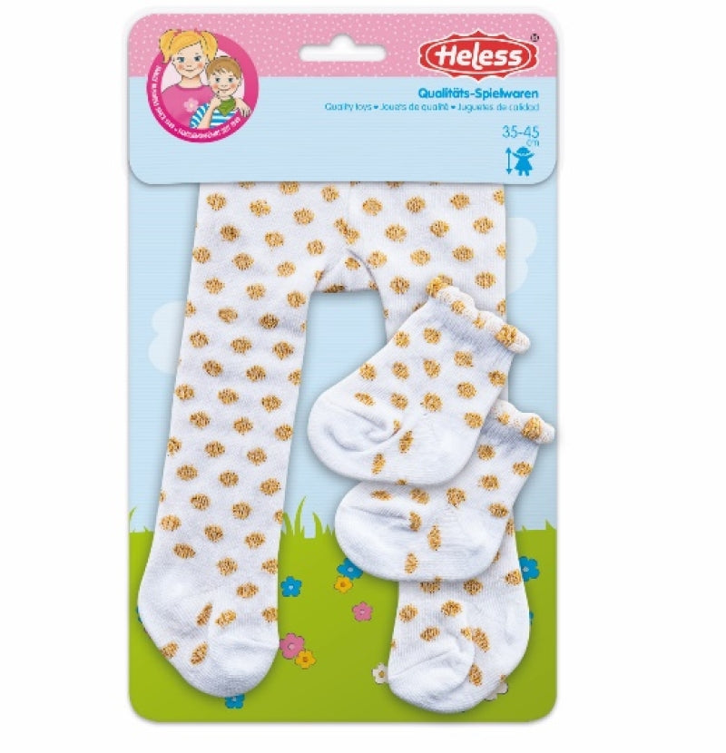 Heless Puppenmillot mit Socken Gold Stpen, 28-35 cm