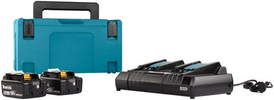 Makita Zubehör 18 V Li-Ionen-Akku-Starterset LXT DC18RD + 2x BL1860B in MBox – 198077-8