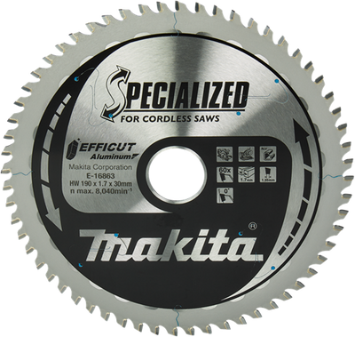 Makita Zubehör Kapp- und Kreissägeblatt Aluminium | Wirkung 190x30(20)mm 60t 0g - e-16863 e-16863