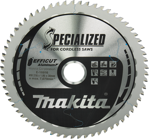 Makita Zubehör Kappsägeblatt Aluminium | Wirkung 216x30mm 63t 0g - e-16916 - e-16916