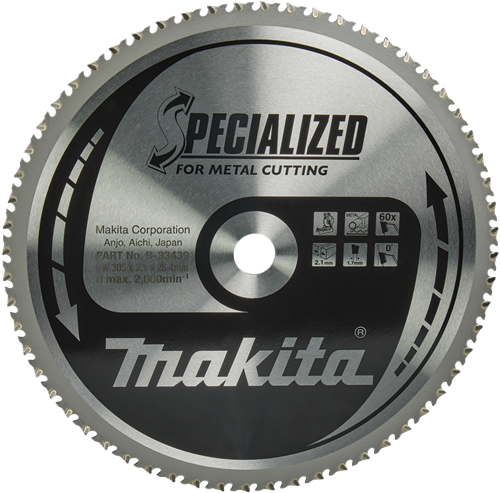 Makita Zubehör Kappsägeblatt Stahl | spezialisiert 305x25,4x2,1 60t 0g - b-33439 - b-33439
