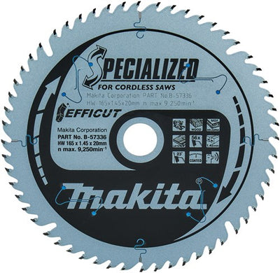 Makita Zubehör B-57336 Kreissägeblatt Holz Efficut 165x20x1,45 56t 23g - B-57336
