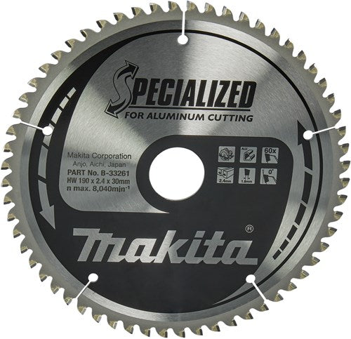 Makita Zubehör Kreissägeblatt | Aluminium | 190x30x2,4 60t 0g - b-33261