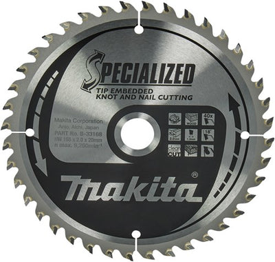 Makita-Zubehör, Kreissägeblatt mit eingebetteter Spitze, 165 x 20 x 2,0, 40 Zähne, 18 g – B-09472