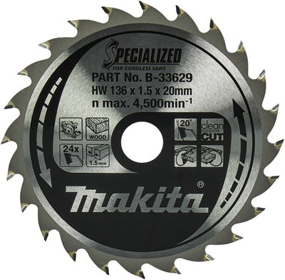 Makita Zubehör Kreissägeblatt | Holz | 136x20x1,5 24t 20g - b-33629
