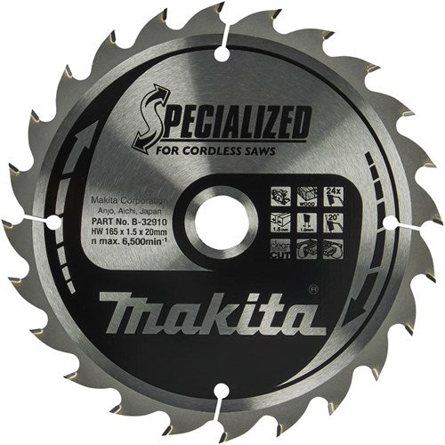 Makita Zubehör Kreissägeblatt Holz 165x20x1,5 24t 20g - B-32910