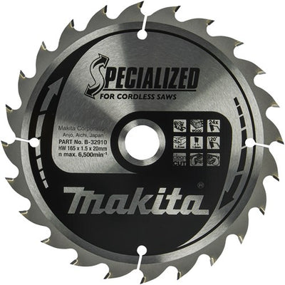 Makita Zubehör Kreissägeblatt Holz 165x20x1,5 24t 20g - B-32910