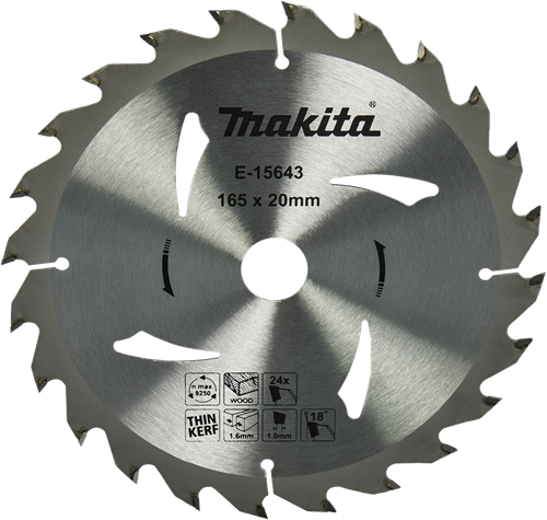 Makita Zubehör Kreissägeblatt Holz | 165x20x1,6 24t 18g - e-15643 - e-15643