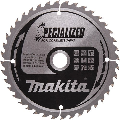 Makita Zubehör Kreissägeblatt | Holz | 165x20x1,6 40t 18g - b-32960
