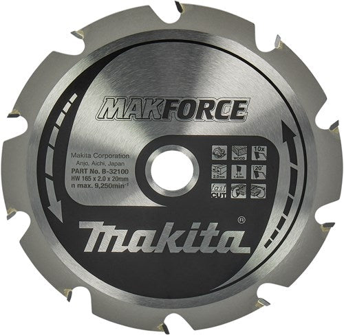 Makita Zubehör Kreissägeblatt Holz 165x20x2,0 10t 20g - B-32100