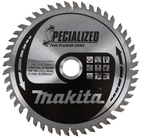 Makita Zubehör Kreissägeblatt Holz 165x20x2,2 48t 8g - B-33015