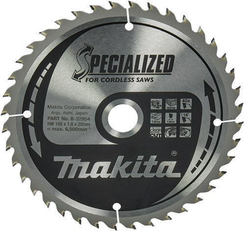 Makita Zubehör Kreissägeblatt | Holz | 165x20x40t 18g - b-32954
