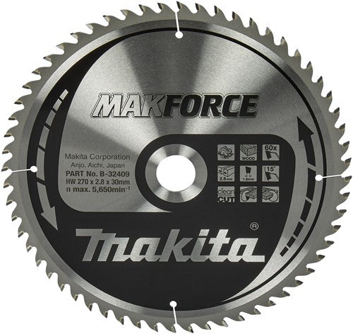Makita Zubehör Kreissägeblatt Holz 270x30x2,8 60t 15g - B-32409