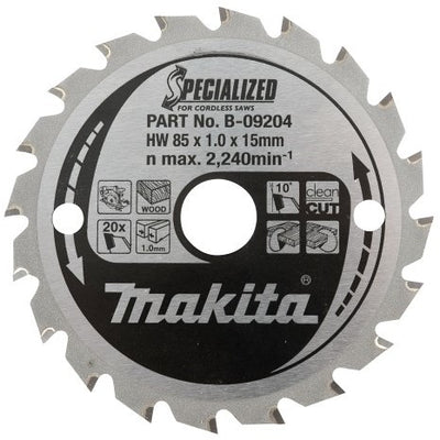 Makita Zubehör Kreissägeblatt Holz 85x15x1,0 20t 10g - B-16885