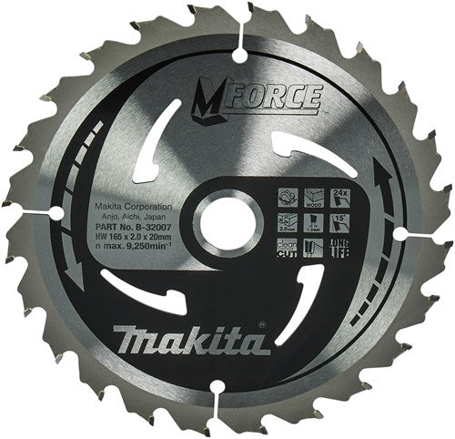 Makita Zubehör Kreissägeblatt | Holz | mforce | 165x20x2,0 24t15g - b-32007